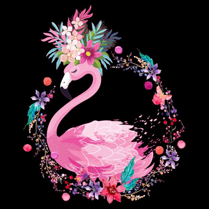 Cute Flower Wreath Flamingo Poster