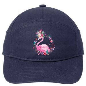 Cute Flower Wreath Flamingo 7-Panel Snapback Hat