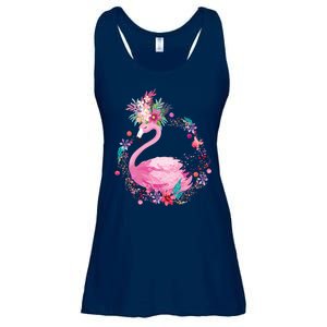 Cute Flower Wreath Flamingo Ladies Essential Flowy Tank