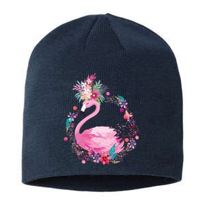 Cute Flower Wreath Flamingo Sustainable Beanie