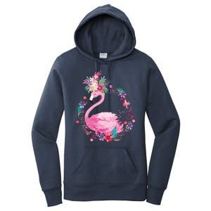 Cute Flower Wreath Flamingo Women's Pullover Hoodie