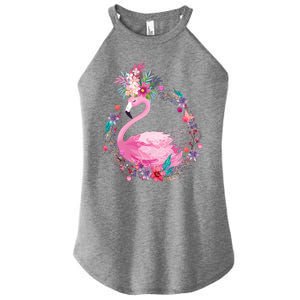 Cute Flower Wreath Flamingo Women's Perfect Tri Rocker Tank