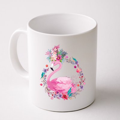 Cute Flower Wreath Flamingo Coffee Mug