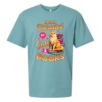 Cat For Women Book Lover Funny Cats And Books Sueded Cloud Jersey T-Shirt