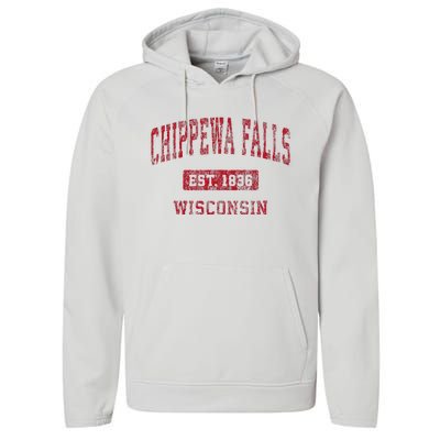 Chippewa Falls Wisconsin Wi Vintage Sports Performance Fleece Hoodie