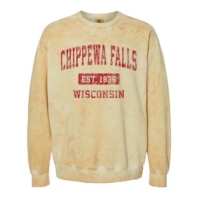 Chippewa Falls Wisconsin Wi Vintage Sports Colorblast Crewneck Sweatshirt