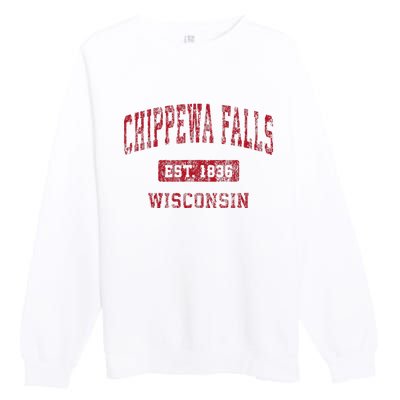 Chippewa Falls Wisconsin Wi Vintage Sports Premium Crewneck Sweatshirt