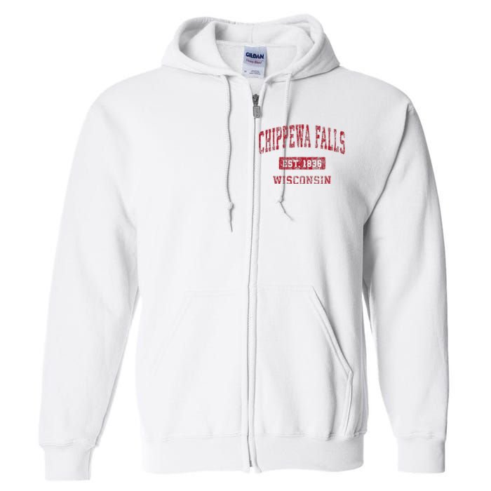 Chippewa Falls Wisconsin Wi Vintage Sports Full Zip Hoodie