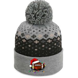 Christmas Football With Santa Hat Christmas Football Player The Baniff Cuffed Pom Beanie