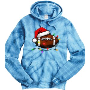 Christmas Football With Santa Hat Christmas Football Player Tie Dye Hoodie