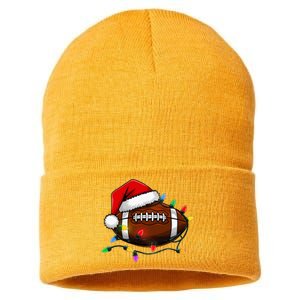 Christmas Football With Santa Hat Christmas Football Player Sustainable Knit Beanie