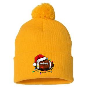 Christmas Football With Santa Hat Christmas Football Player Pom Pom 12in Knit Beanie