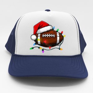 Christmas Football With Santa Hat Christmas Football Player Trucker Hat