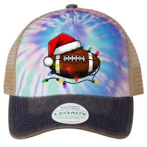 Christmas Football With Santa Hat Christmas Football Player Legacy Tie Dye Trucker Hat