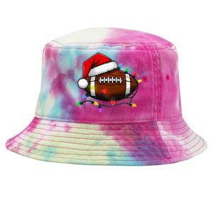 Christmas Football With Santa Hat Christmas Football Player Tie-Dyed Bucket Hat