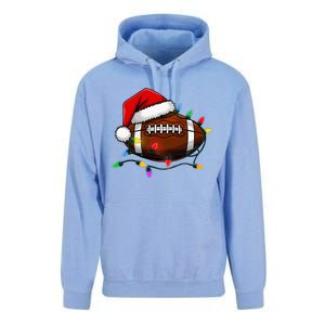 Christmas Football With Santa Hat Christmas Football Player Unisex Surf Hoodie