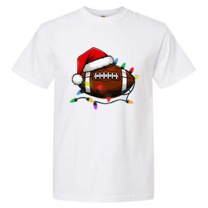 Christmas Football With Santa Hat Christmas Football Player Garment-Dyed Heavyweight T-Shirt