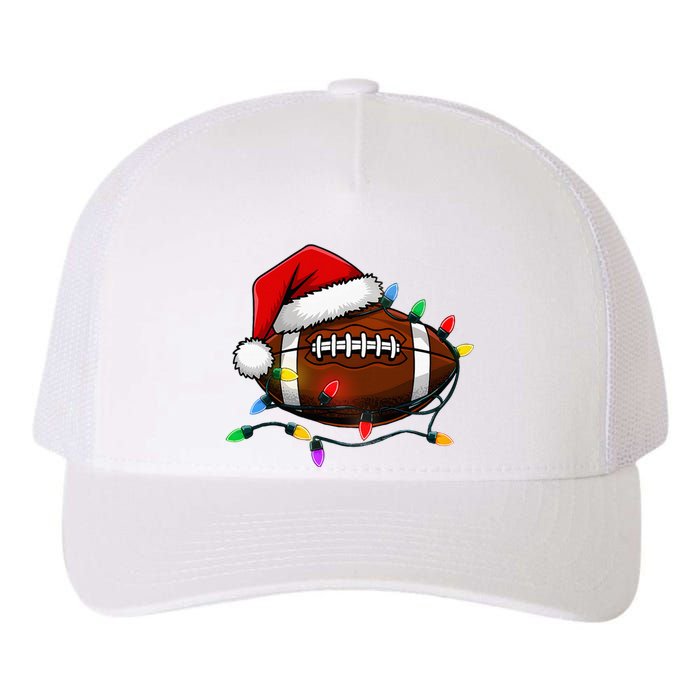 Christmas Football With Santa Hat Christmas Football Player Yupoong Adult 5-Panel Trucker Hat