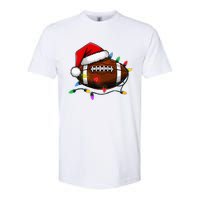 Christmas Football With Santa Hat Christmas Football Player Softstyle CVC T-Shirt