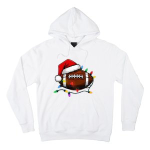 Christmas Football With Santa Hat Christmas Football Player Hoodie