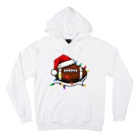 Christmas Football With Santa Hat Christmas Football Player Hoodie