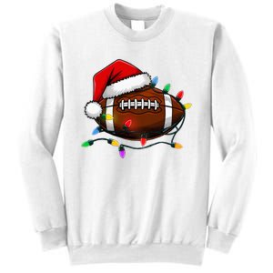 Christmas Football With Santa Hat Christmas Football Player Sweatshirt