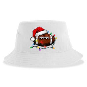 Christmas Football With Santa Hat Christmas Football Player Sustainable Bucket Hat