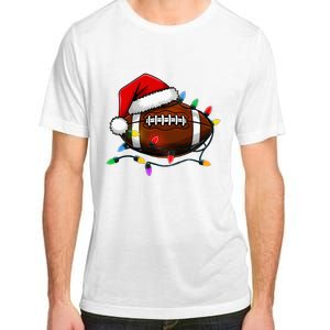 Christmas Football With Santa Hat Christmas Football Player Adult ChromaSoft Performance T-Shirt