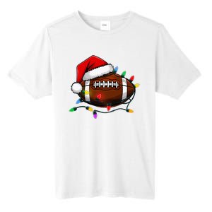 Christmas Football With Santa Hat Christmas Football Player Tall Fusion ChromaSoft Performance T-Shirt