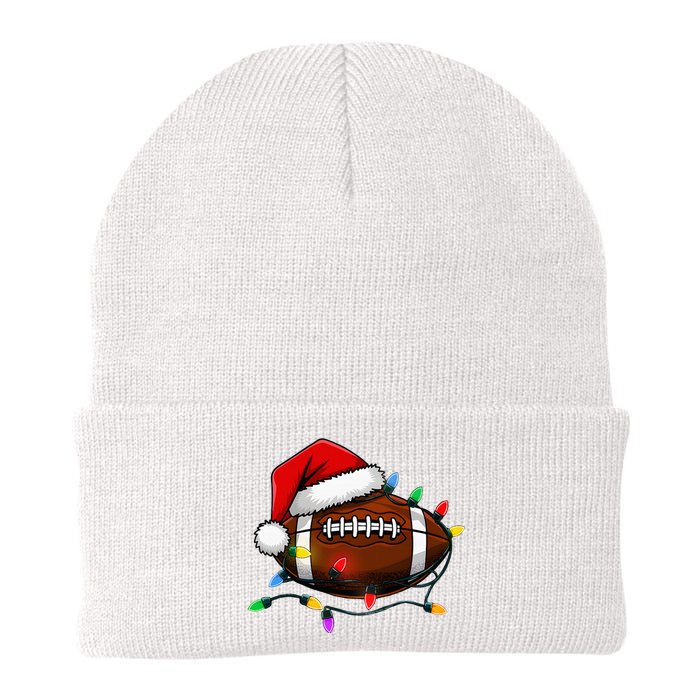 Christmas Football With Santa Hat Christmas Football Player Knit Cap Winter Beanie