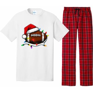 Christmas Football With Santa Hat Christmas Football Player Pajama Set