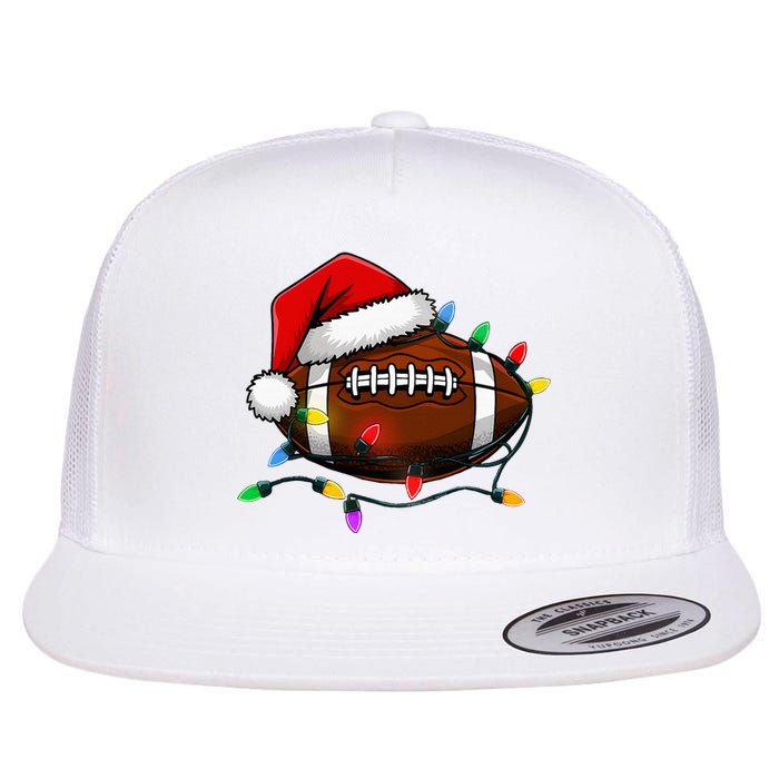 Christmas Football With Santa Hat Christmas Football Player Flat Bill Trucker Hat