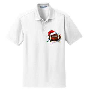 Christmas Football With Santa Hat Christmas Football Player Dry Zone Grid Polo