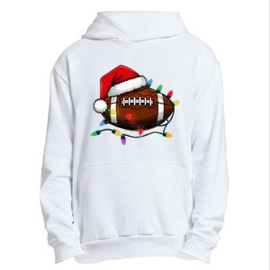 Christmas Football With Santa Hat Christmas Football Player Urban Pullover Hoodie