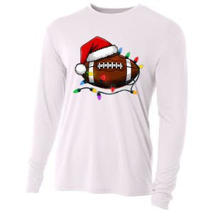 Christmas Football With Santa Hat Christmas Football Player Cooling Performance Long Sleeve Crew