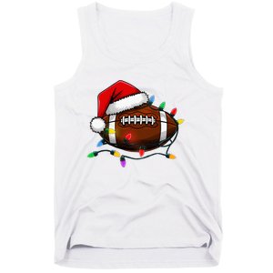 Christmas Football With Santa Hat Christmas Football Player Tank Top