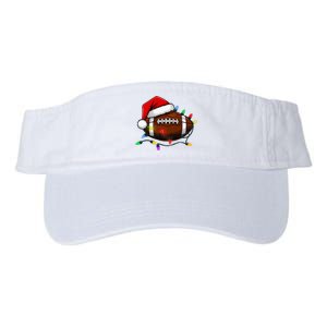 Christmas Football With Santa Hat Christmas Football Player Valucap Bio-Washed Visor