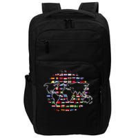 Country Flags World Map Traveling International World Flags Impact Tech Backpack