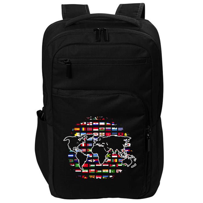 Country Flags World Map Traveling International World Flags Impact Tech Backpack