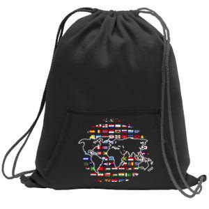 Country Flags World Map Traveling International World Flags Sweatshirt Cinch Pack Bag