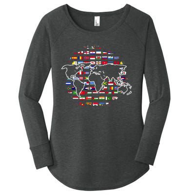 Country Flags World Map Traveling International World Flags Women's Perfect Tri Tunic Long Sleeve Shirt