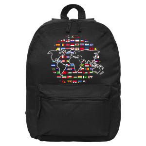 Country Flags World Map Traveling International World Flags 16 in Basic Backpack