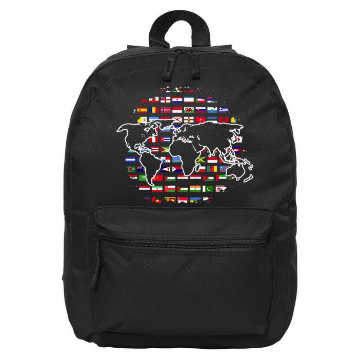 Country Flags World Map Traveling International World Flags 16 in Basic Backpack