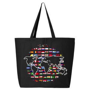 Country Flags World Map Traveling International World Flags 25L Jumbo Tote