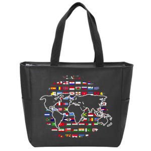 Country Flags World Map Traveling International World Flags Zip Tote Bag