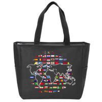 Country Flags World Map Traveling International World Flags Zip Tote Bag