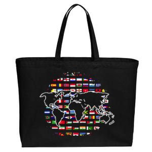 Country Flags World Map Traveling International World Flags Cotton Canvas Jumbo Tote