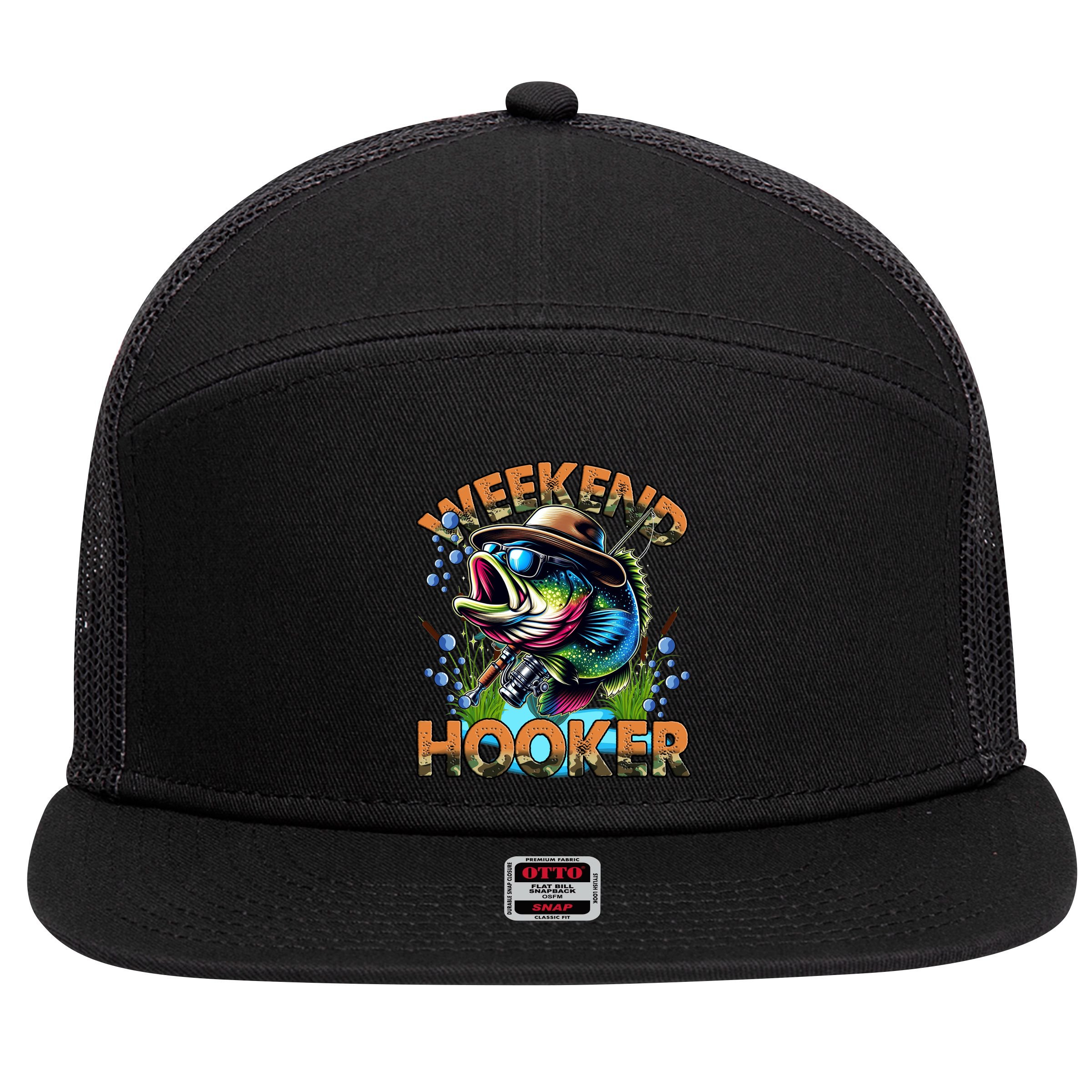 Cool Fishing Weekend Hooker 7 Panel Mesh Trucker Snapback Hat