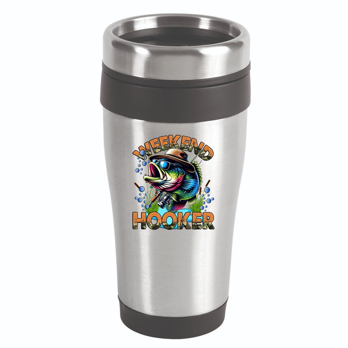 Cool Fishing Weekend Hooker 16oz Travel Tumbler