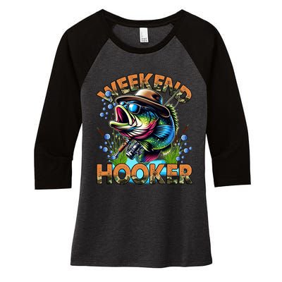 Cool Fishing Weekend Hooker Women's Tri-Blend 3/4-Sleeve Raglan Shirt